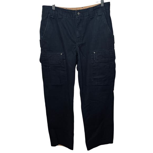 Duluth Trading Pants Relaxed Fit Black Heavyweight Cargo Work Sustainable 35/32 - Picture 1 of 7
